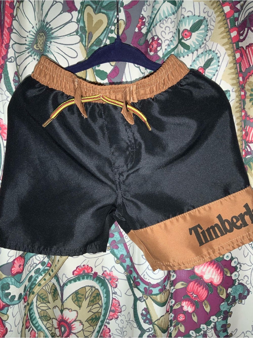 NWOT Timberland Boy Swim Shorts Black And Tan 18m